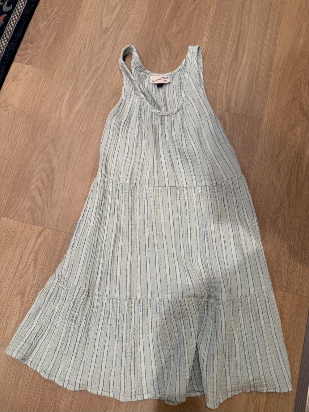 Universal Thread Light Mint Green and Blue Striped Cotton Sundress